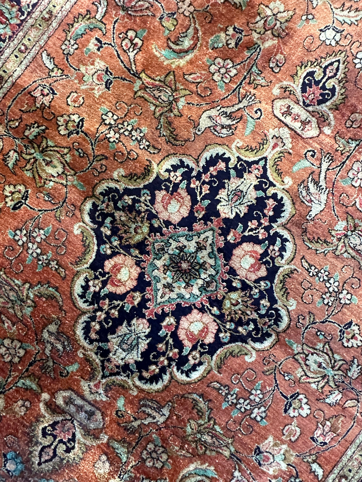 Handgeknüpfter Perser Orientteppich - Feiner Ghom Seidenteppich 155x100 cm