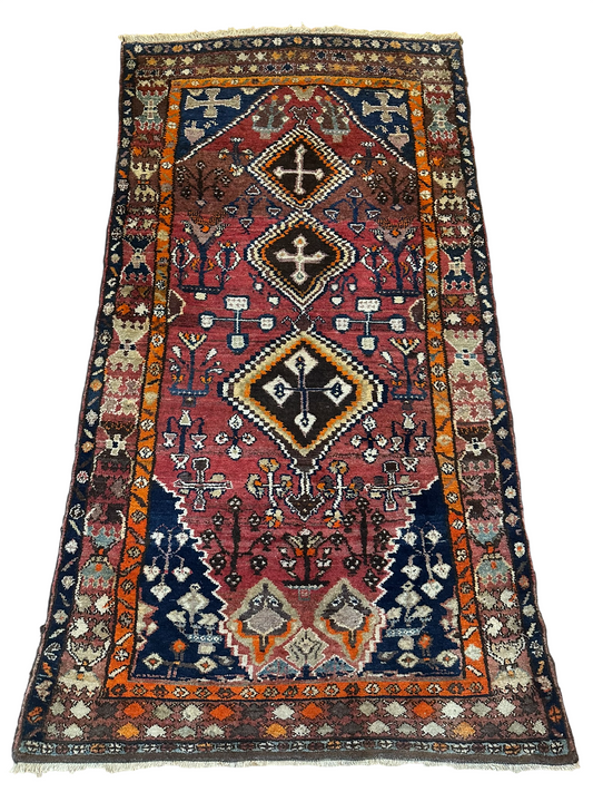Antiker Malayer Orientteppich handgeknüpft 195x105 cm