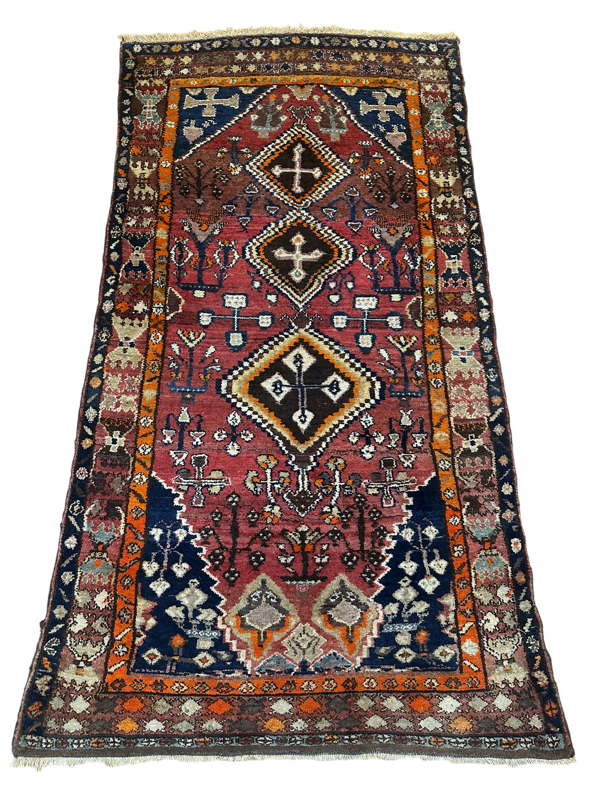 Antiker Malayer Orientteppich handgeknüpft 195x105 cm