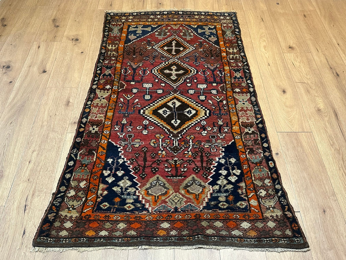 Antiker Malayer Orientteppich handgeknüpft 195x105 cm