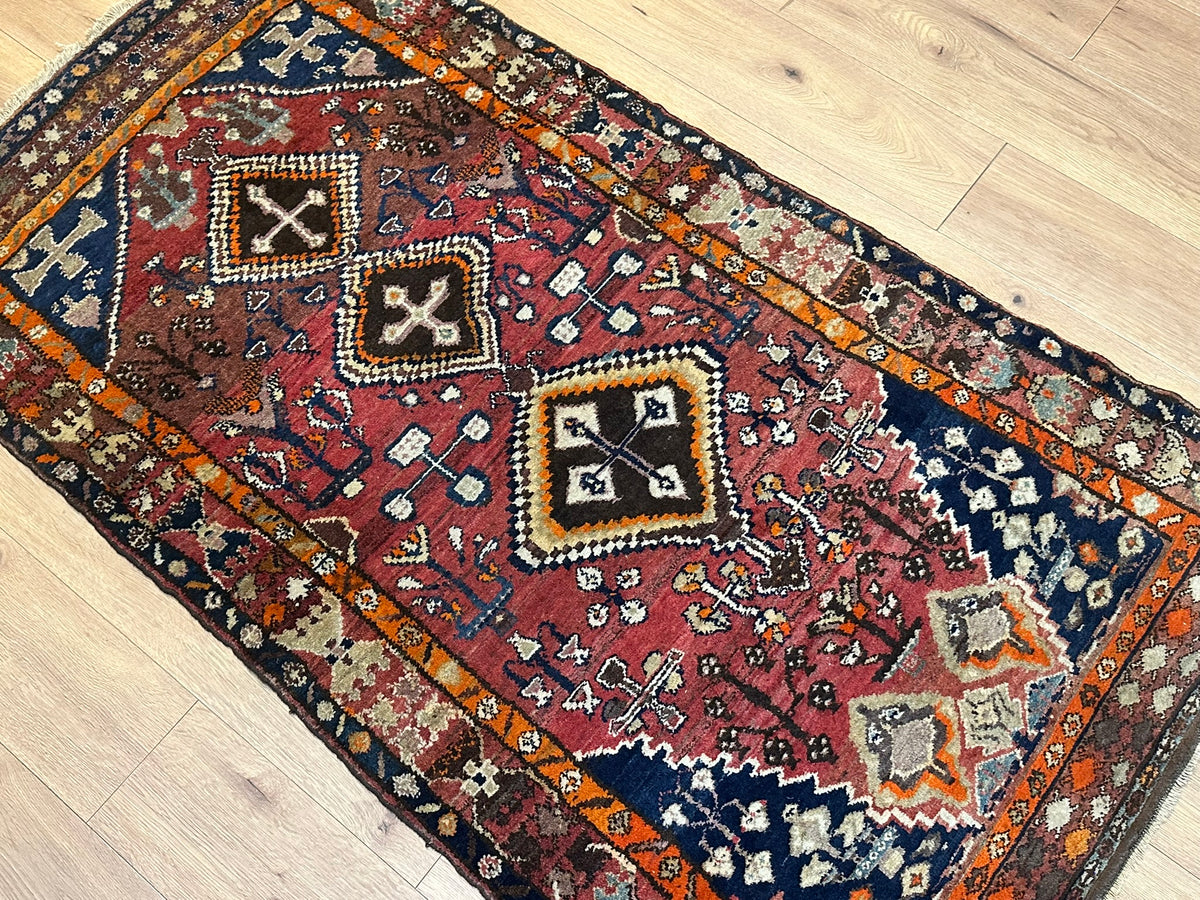Antiker Malayer Orientteppich handgeknüpft 195x105 cm