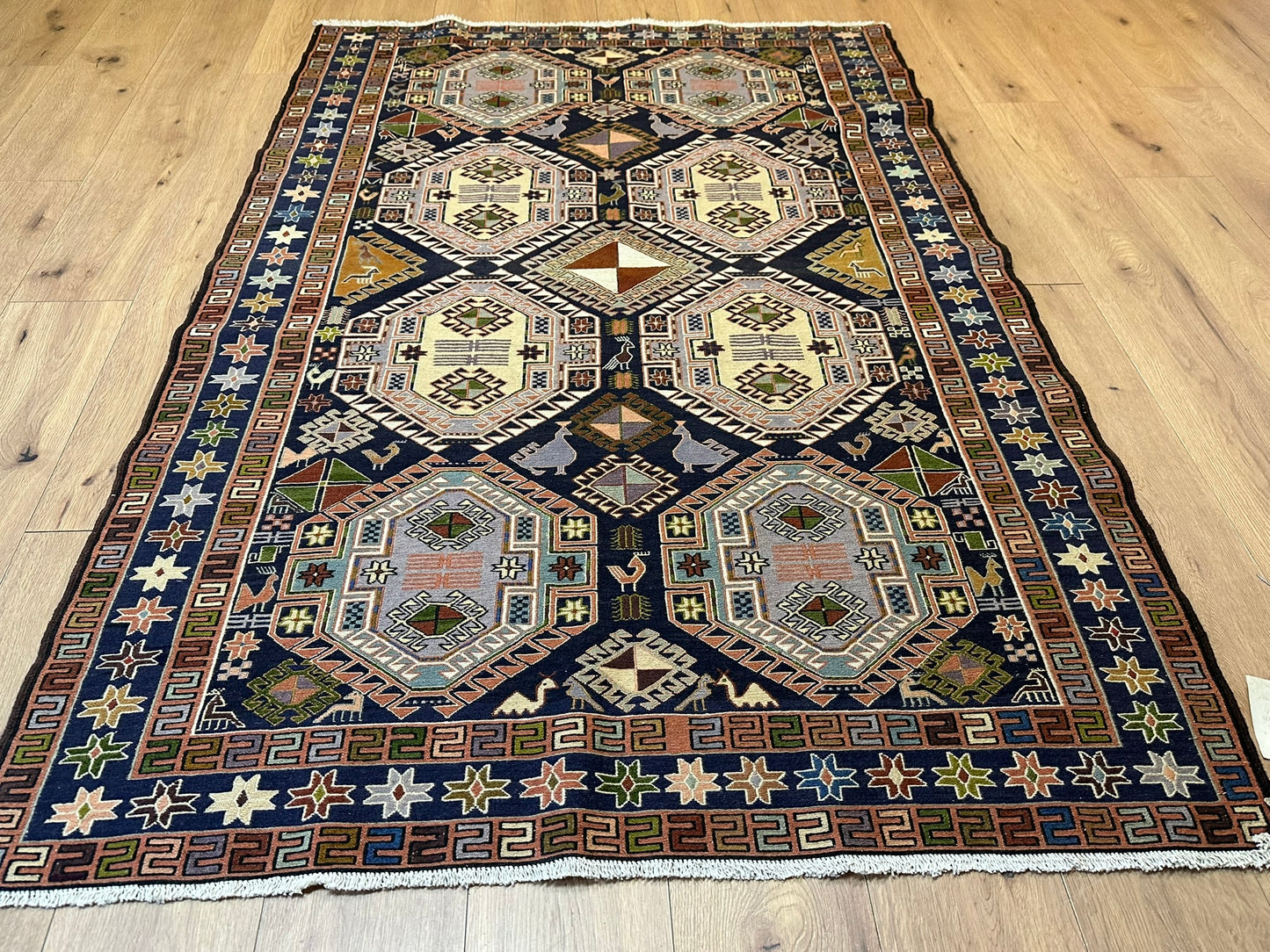 Orientteppich handgeknüpft 200x134 cm Sumack Kelim Kazak