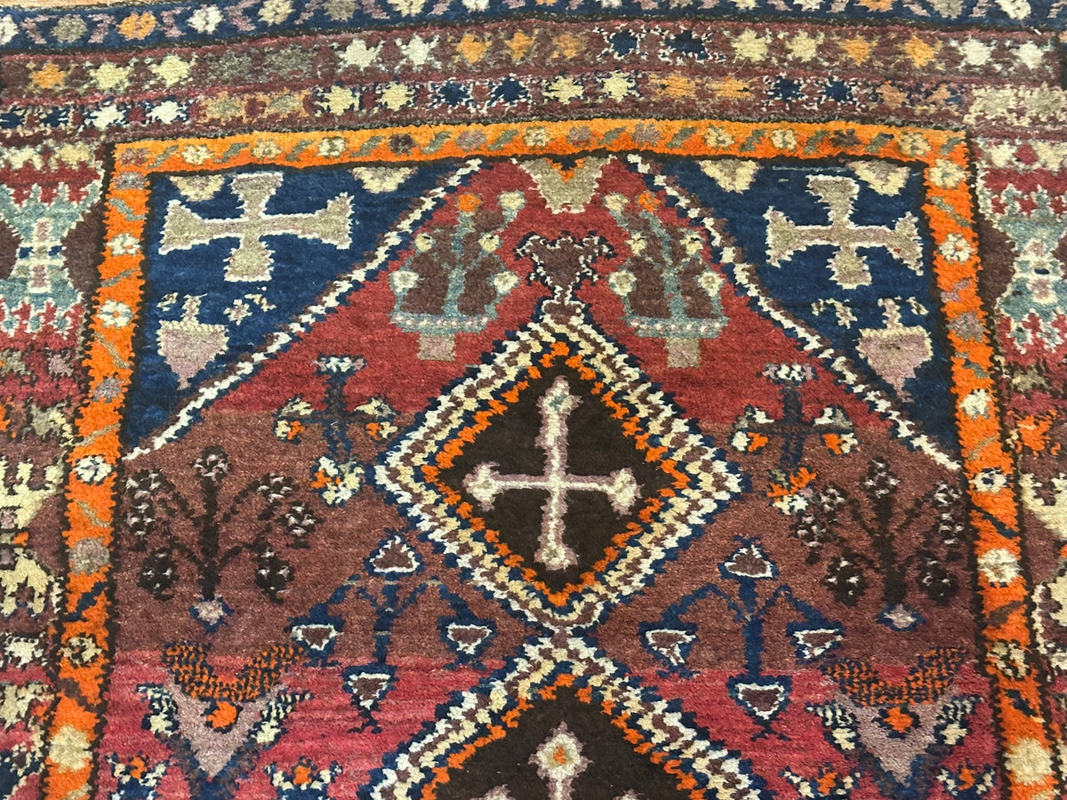 Antiker Malayer Orientteppich handgeknüpft 195x105 cm