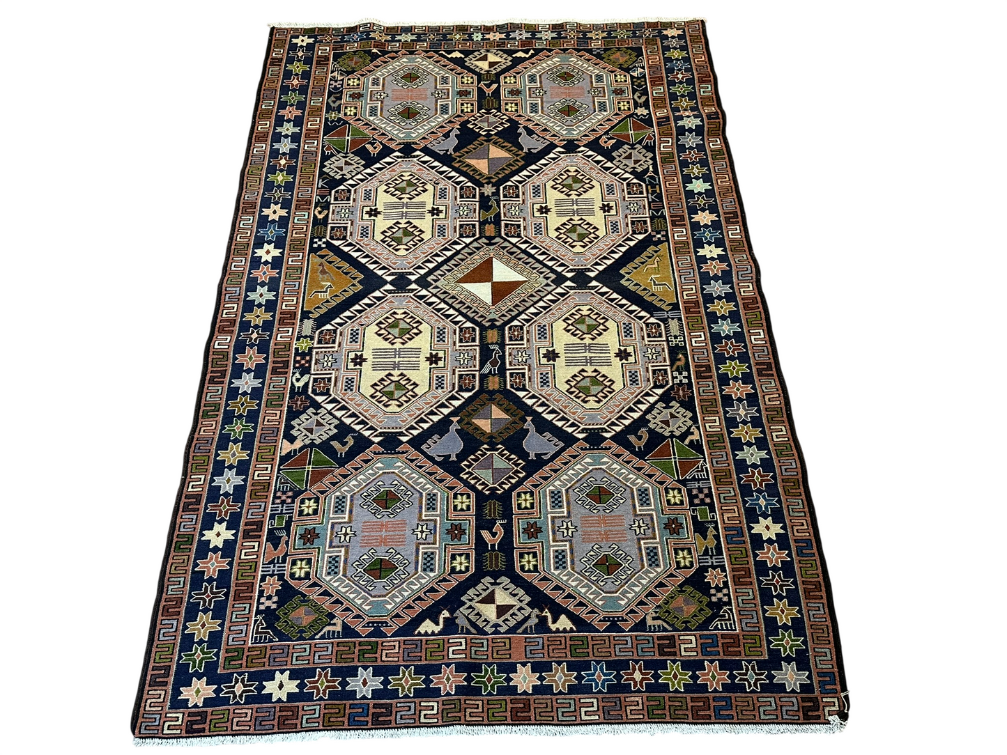 Orientteppich handgeknüpft 200x134 cm Sumack Kelim Kazak
