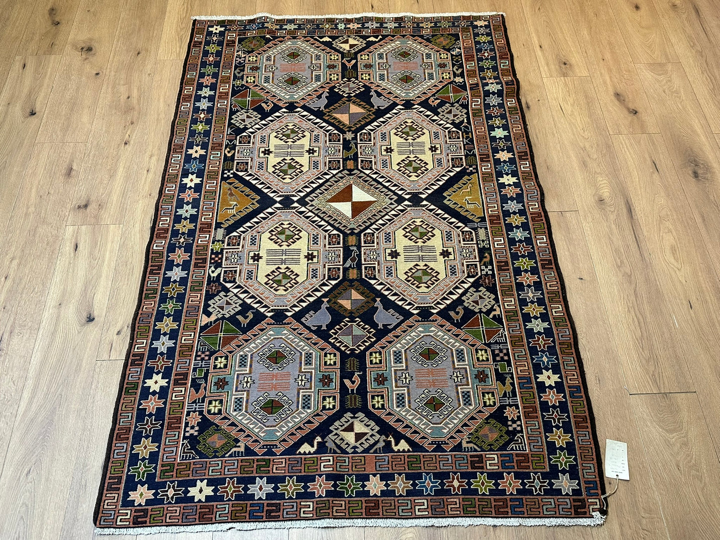 Orientteppich handgeknüpft 200x134 cm Sumack Kelim Kazak