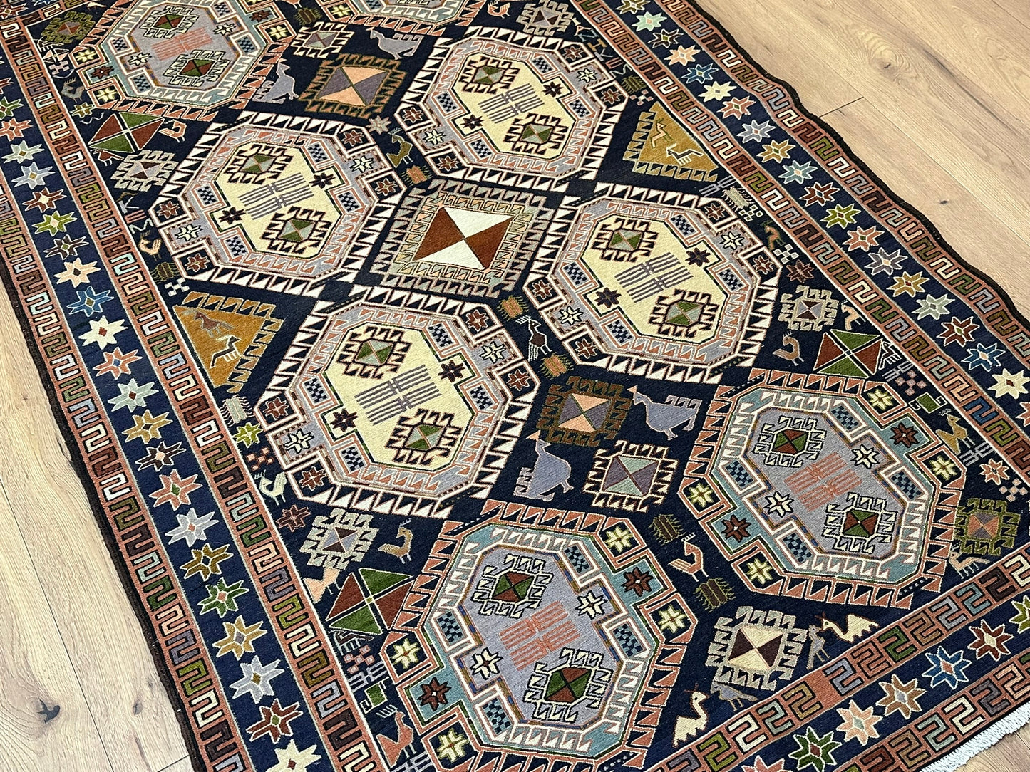 Orientteppich handgeknüpft 200x134 cm Sumack Kelim Kazak