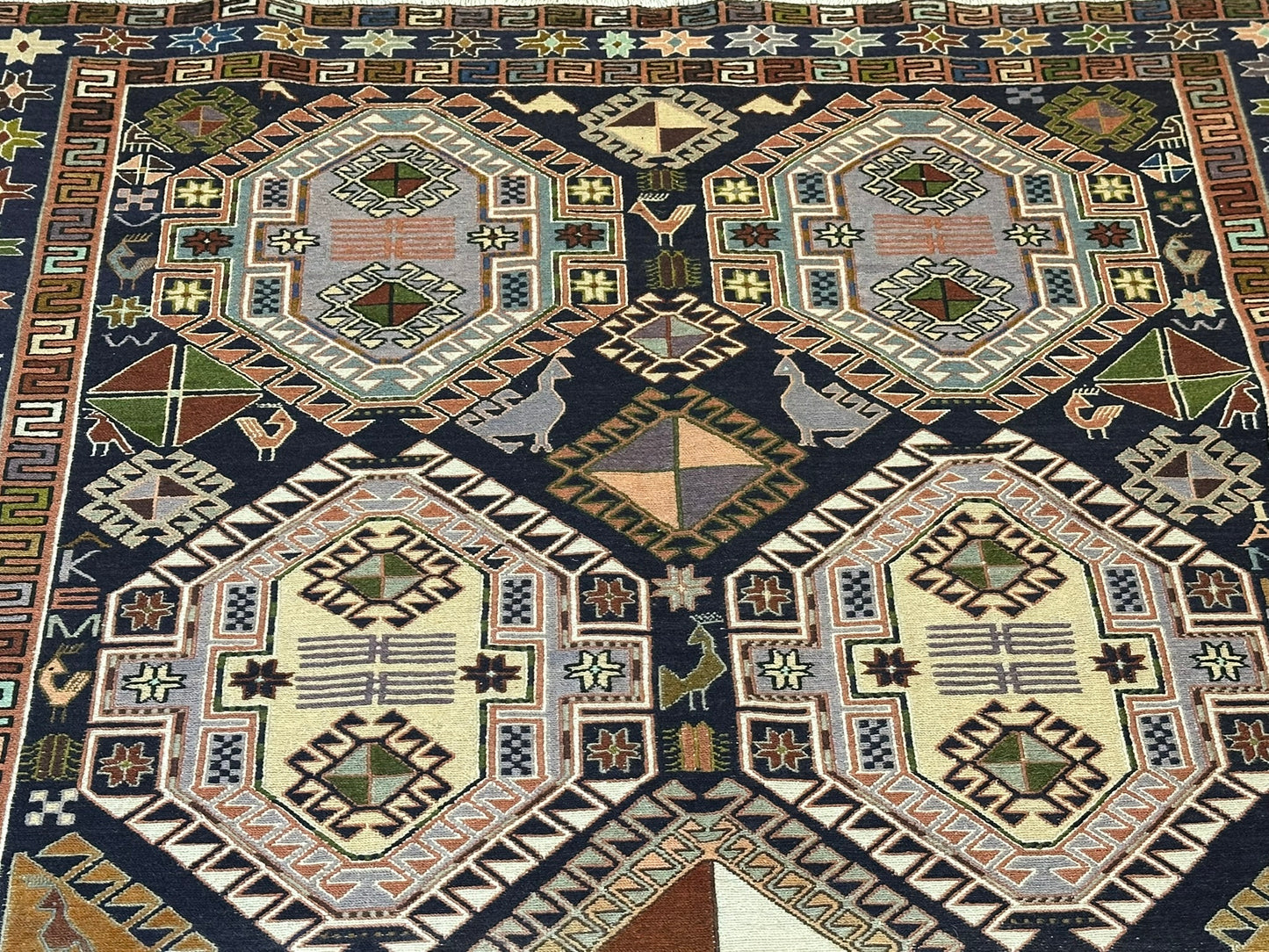 Orientteppich handgeknüpft 200x134 cm Sumack Kelim Kazak