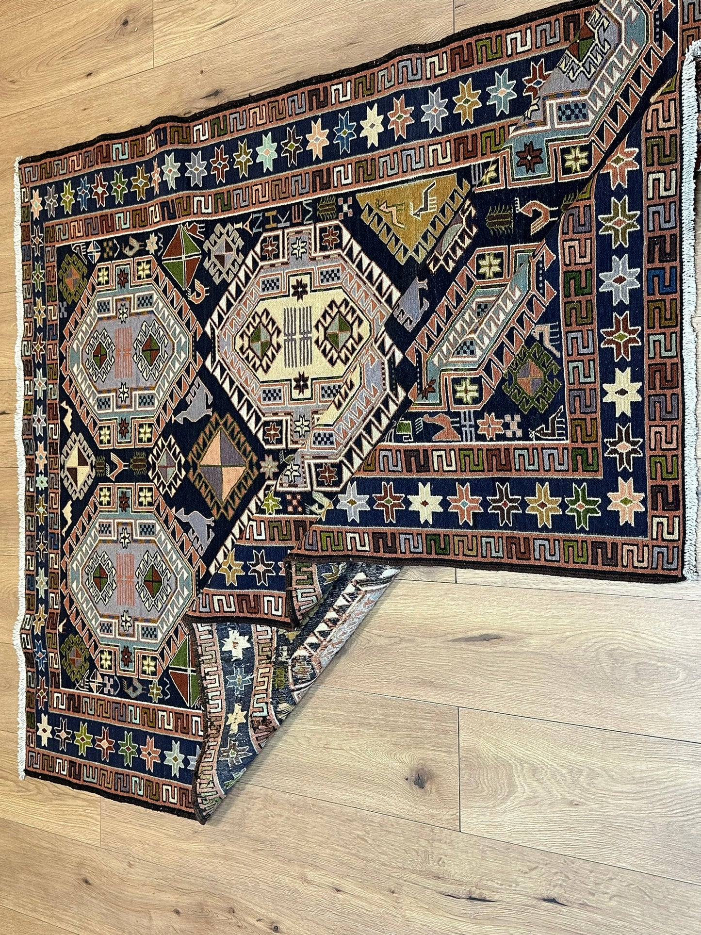 Orientteppich handgeknüpft 200x134 cm Sumack Kelim Kazak