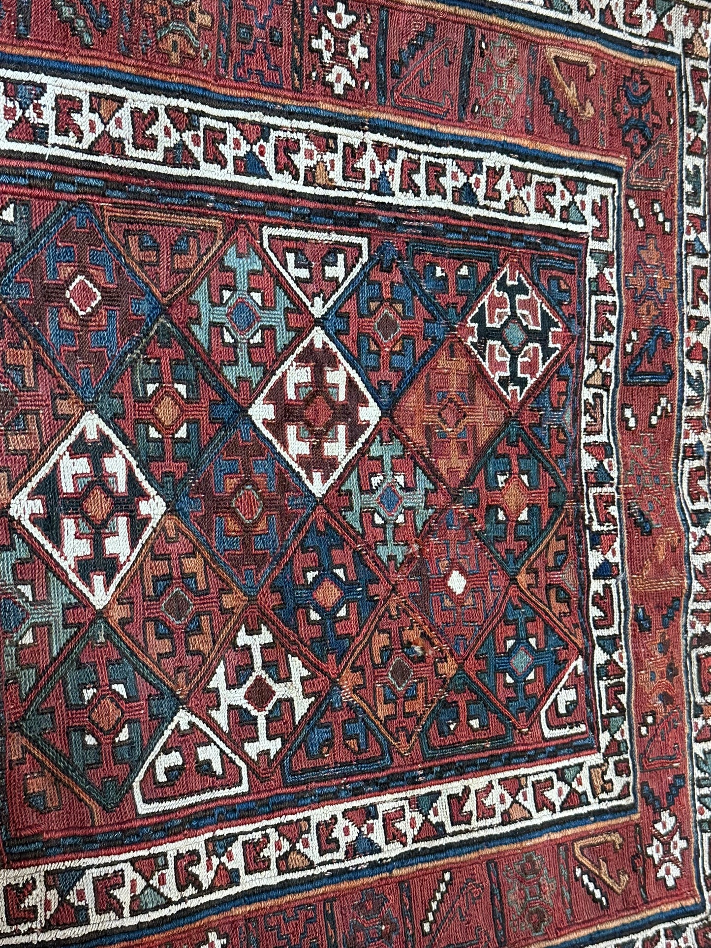 Orientteppich handgeknüpft 63x56 cm Sumack Kazak Antik