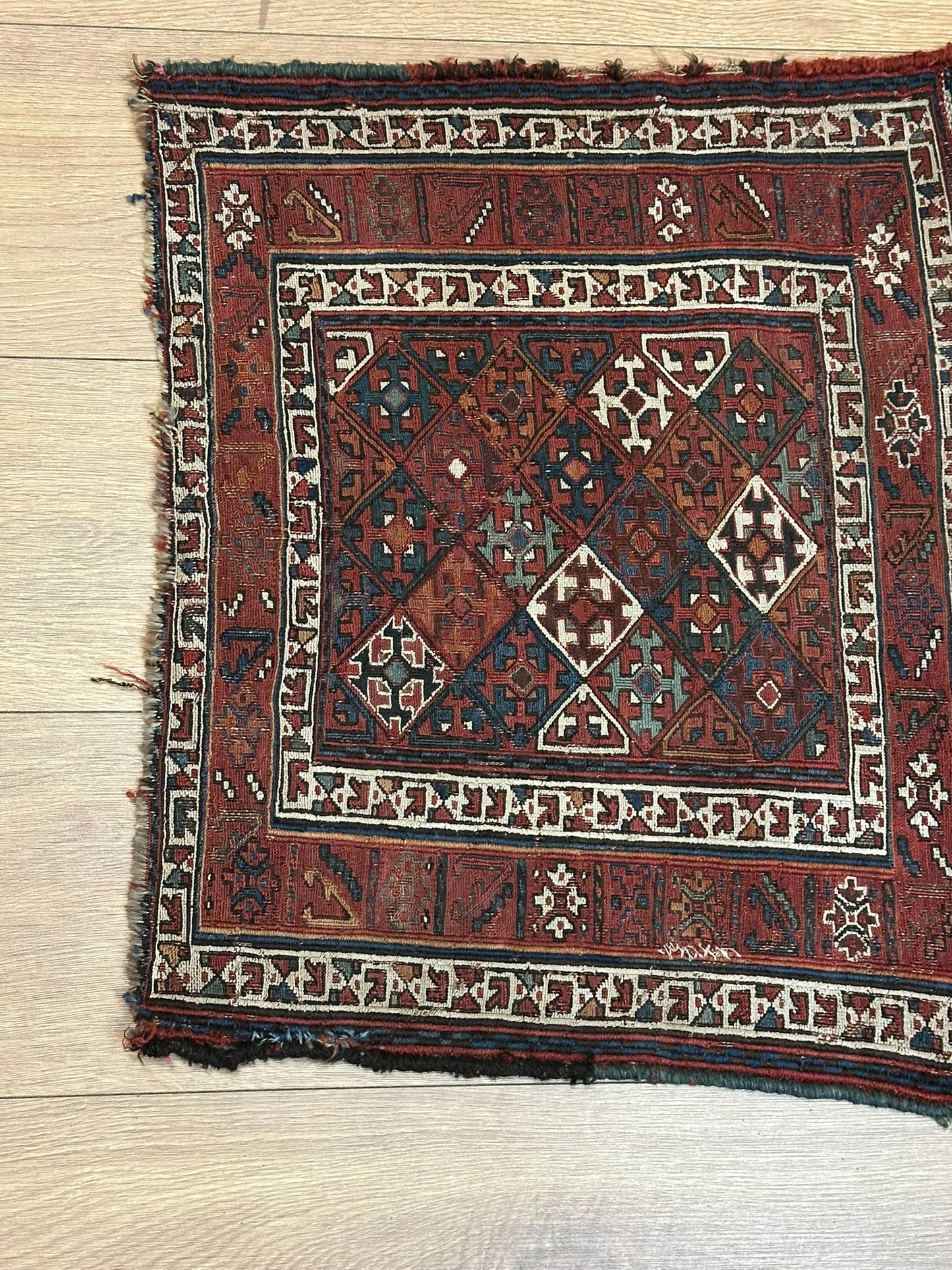Orientteppich handgeknüpft 63x56 cm Sumack Kazak Antik