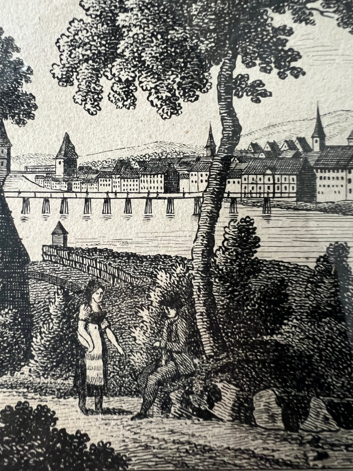 Ansicht Solothurn, Lithographie aus dem Frühen 19 Jahrhundert 30x32cm