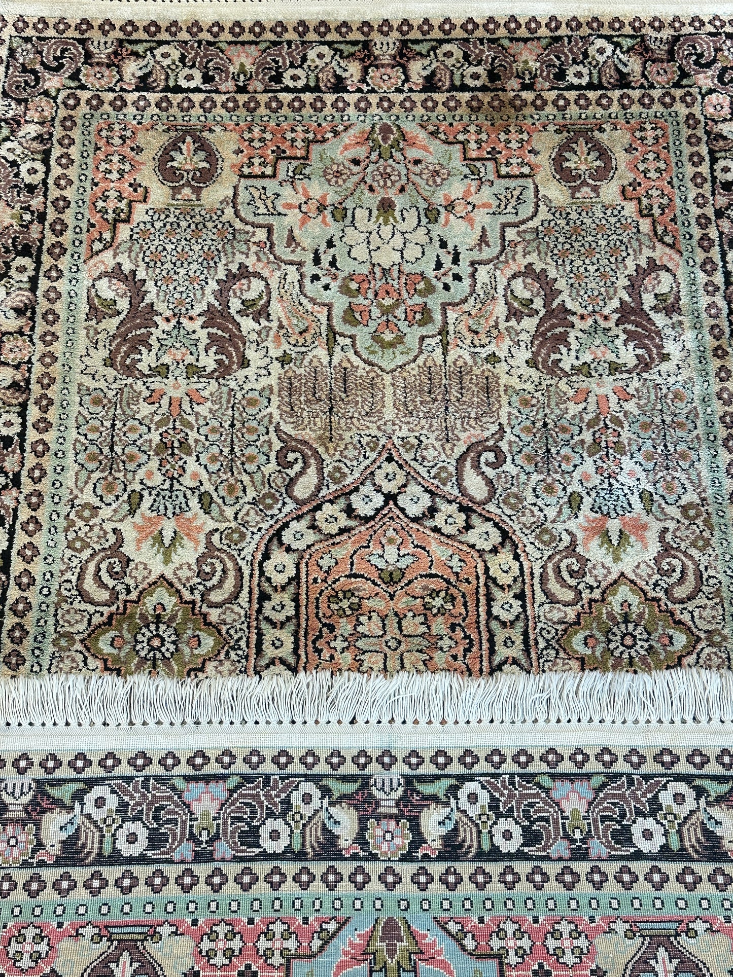Handgeknüpfter Orientteppich Kaschmir Ghom Seidenteppich 155x95 cm