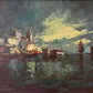 Hein Hoppmann (1901-1982) Ölgemälde Hafenansicht bei Mondschein 71x81