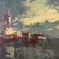 Hein Hoppmann (1901-1982) Ölgemälde Hafenansicht bei Mondschein 71x81