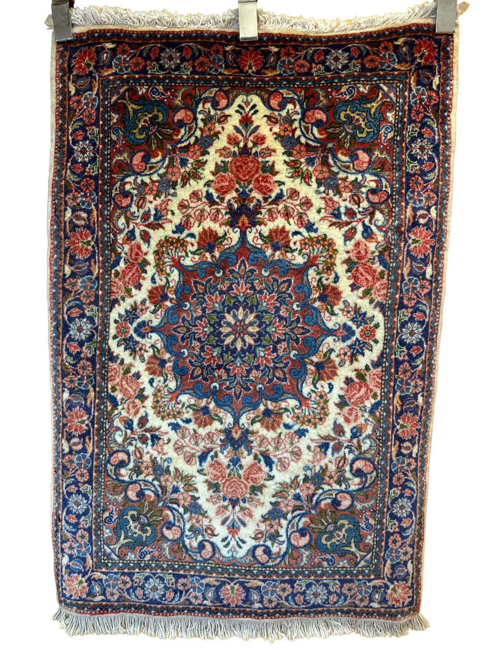 Handgeknüpfter Perser Orientteppich Sarough Art Deco Naturfarben 100x65 cm