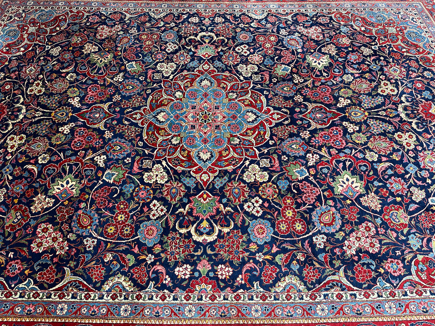 Handgeknüpfter Perser Orientteppich Antiker Keschan Korkwolle 370x275 cm