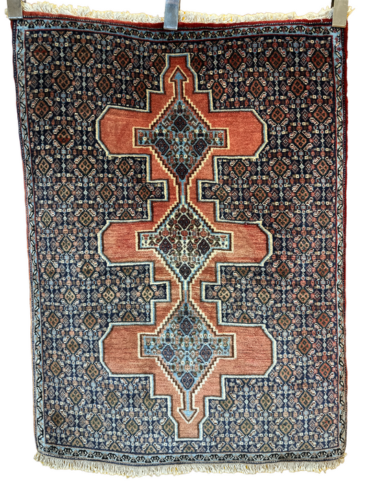 Handgeknüpfter Perser Orientteppich Senneh Bidjar Art Deco  Naturfarben97x73 cm