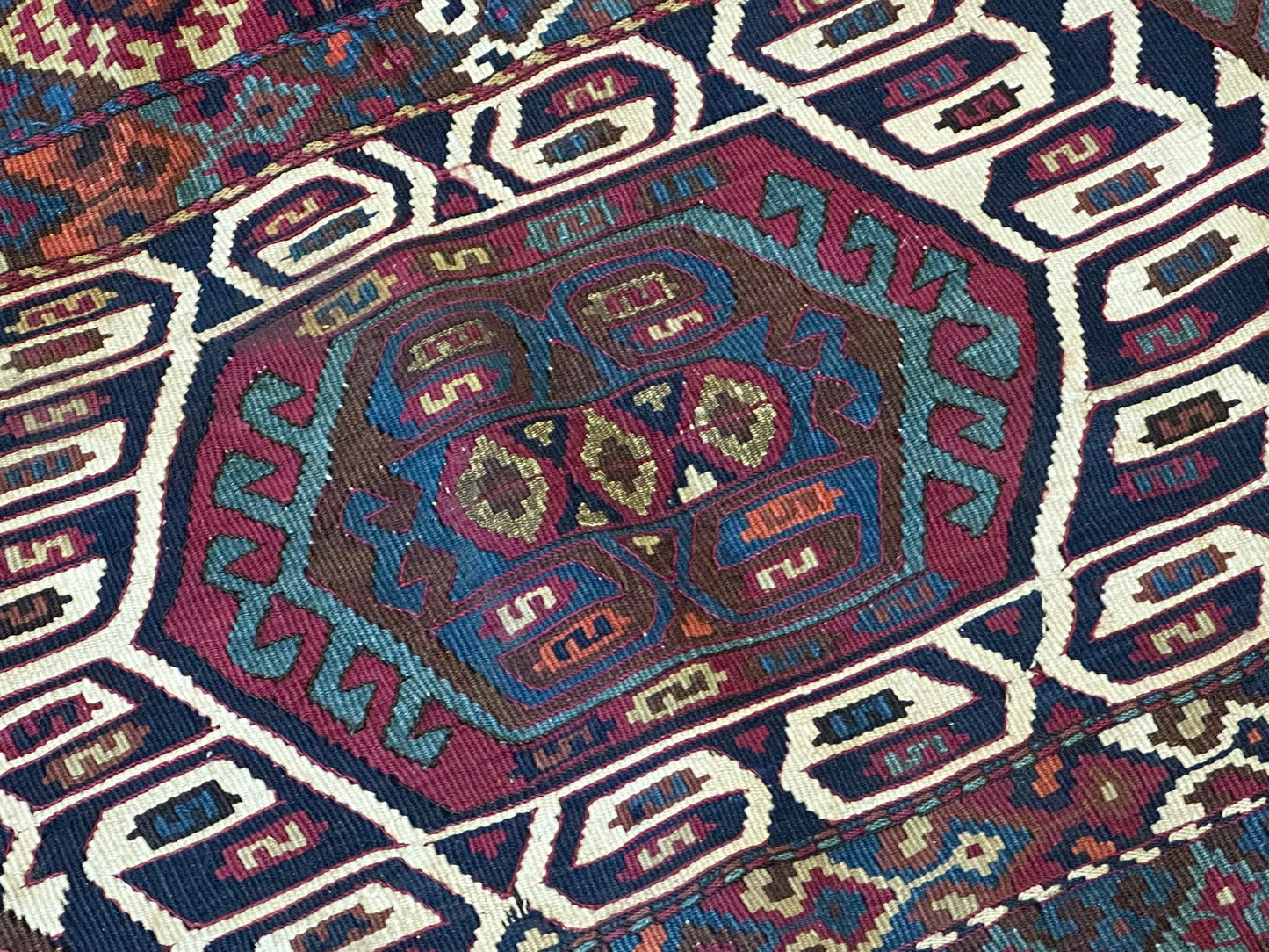 Orientteppich handgeknüpft 78x68 cm antik Kelim Selten