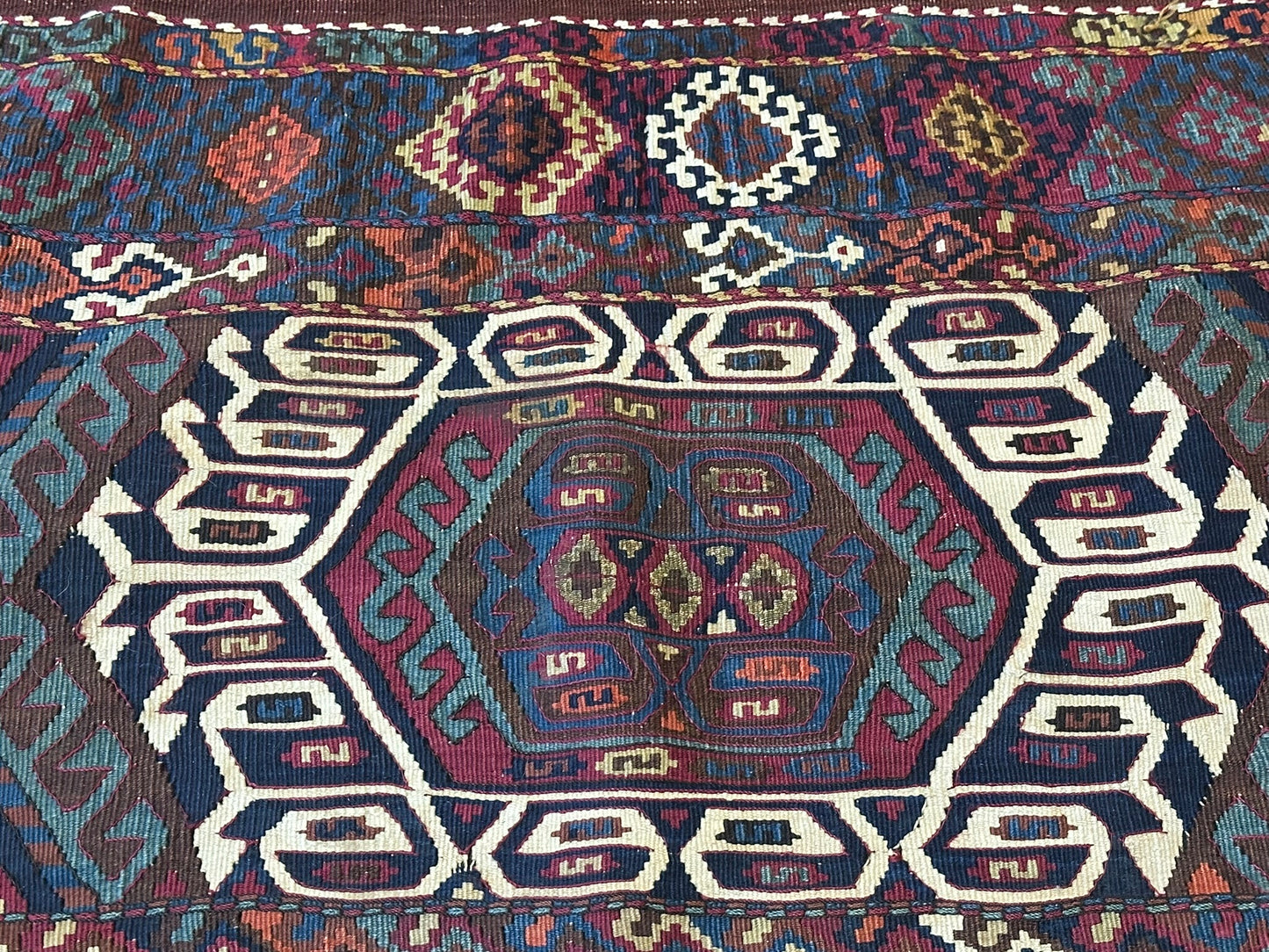 Orientteppich handgeknüpft 78x68 cm antik Kelim Selten