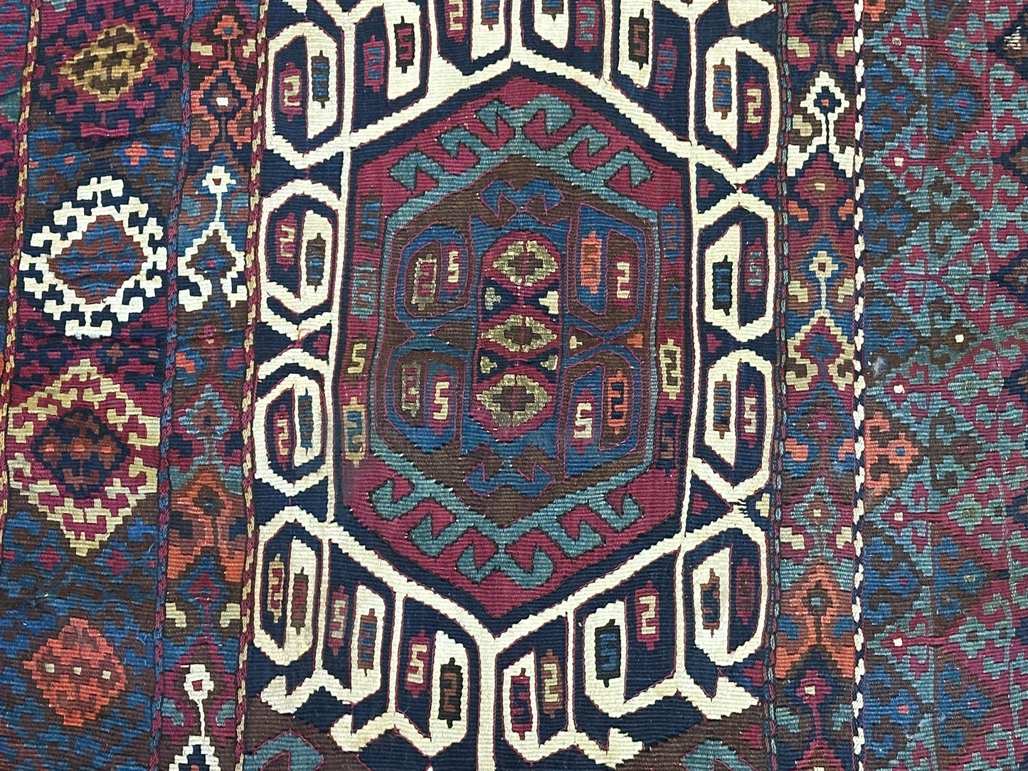 Orientteppich handgeknüpft 78x68 cm antik Kelim Selten