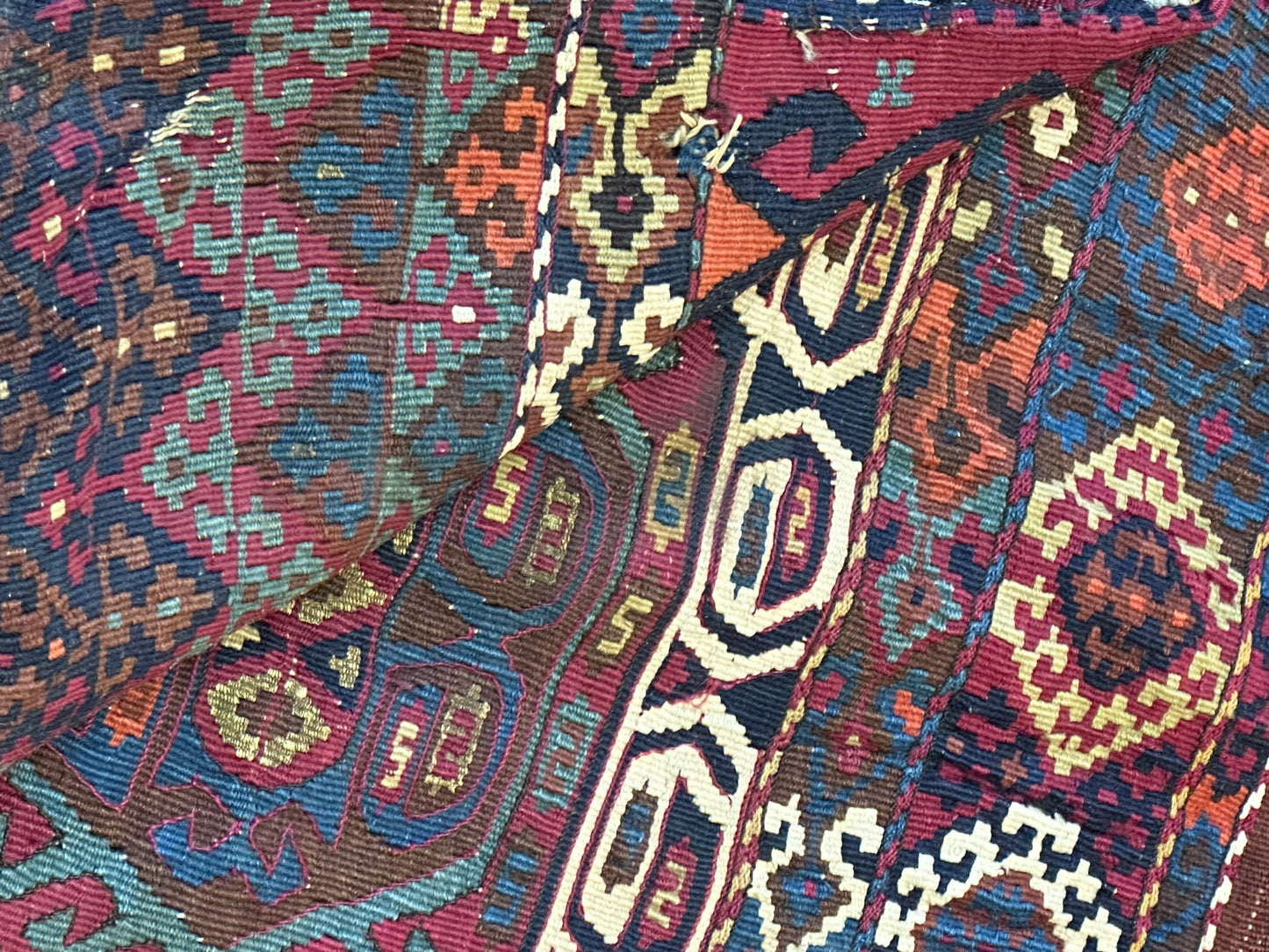 Orientteppich handgeknüpft 78x68 cm antik Kelim Selten