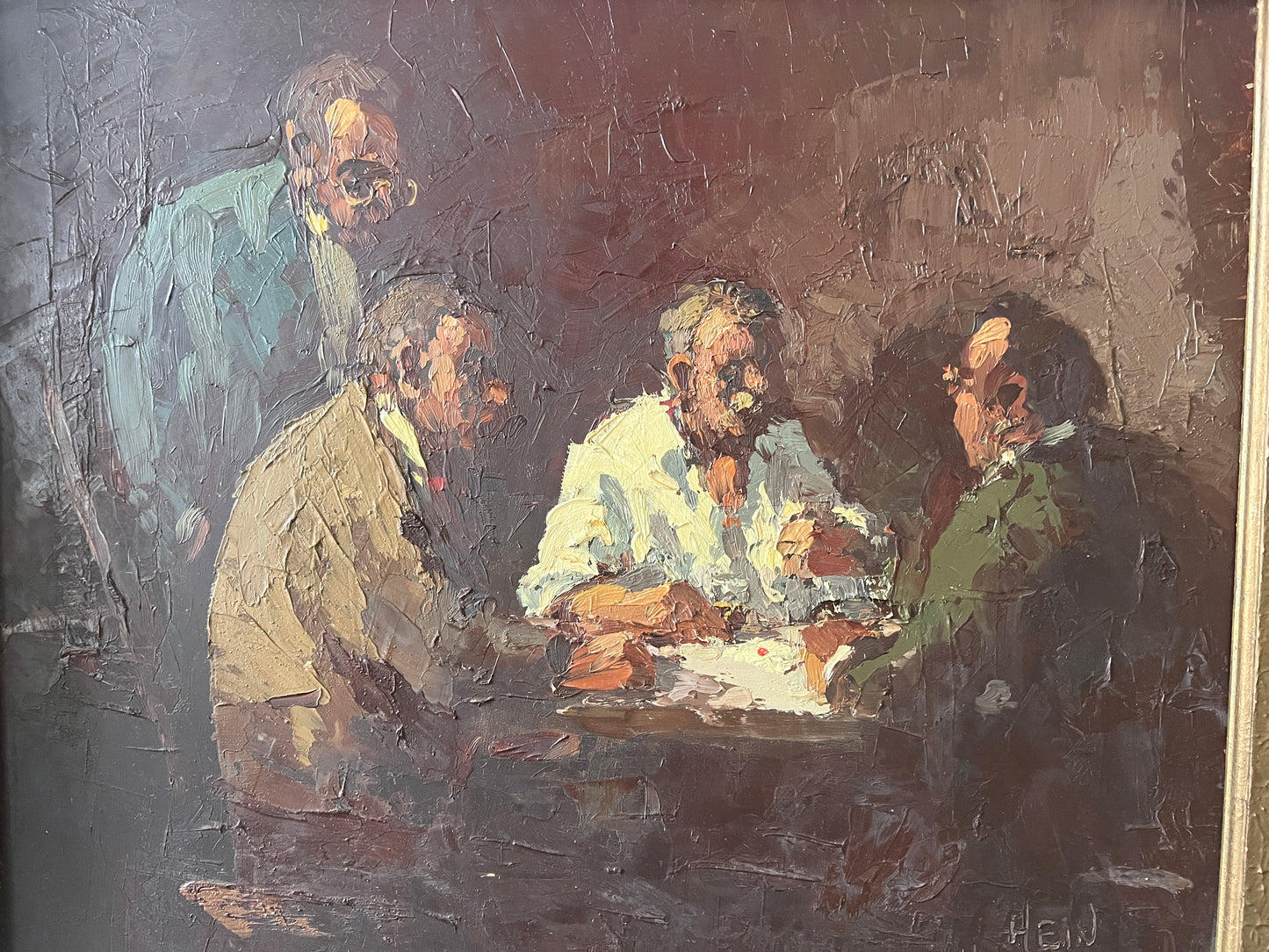 Hein Hoppmann (1901-1982) Ölgemälde Männer beim Pokerspielen 60x70cm