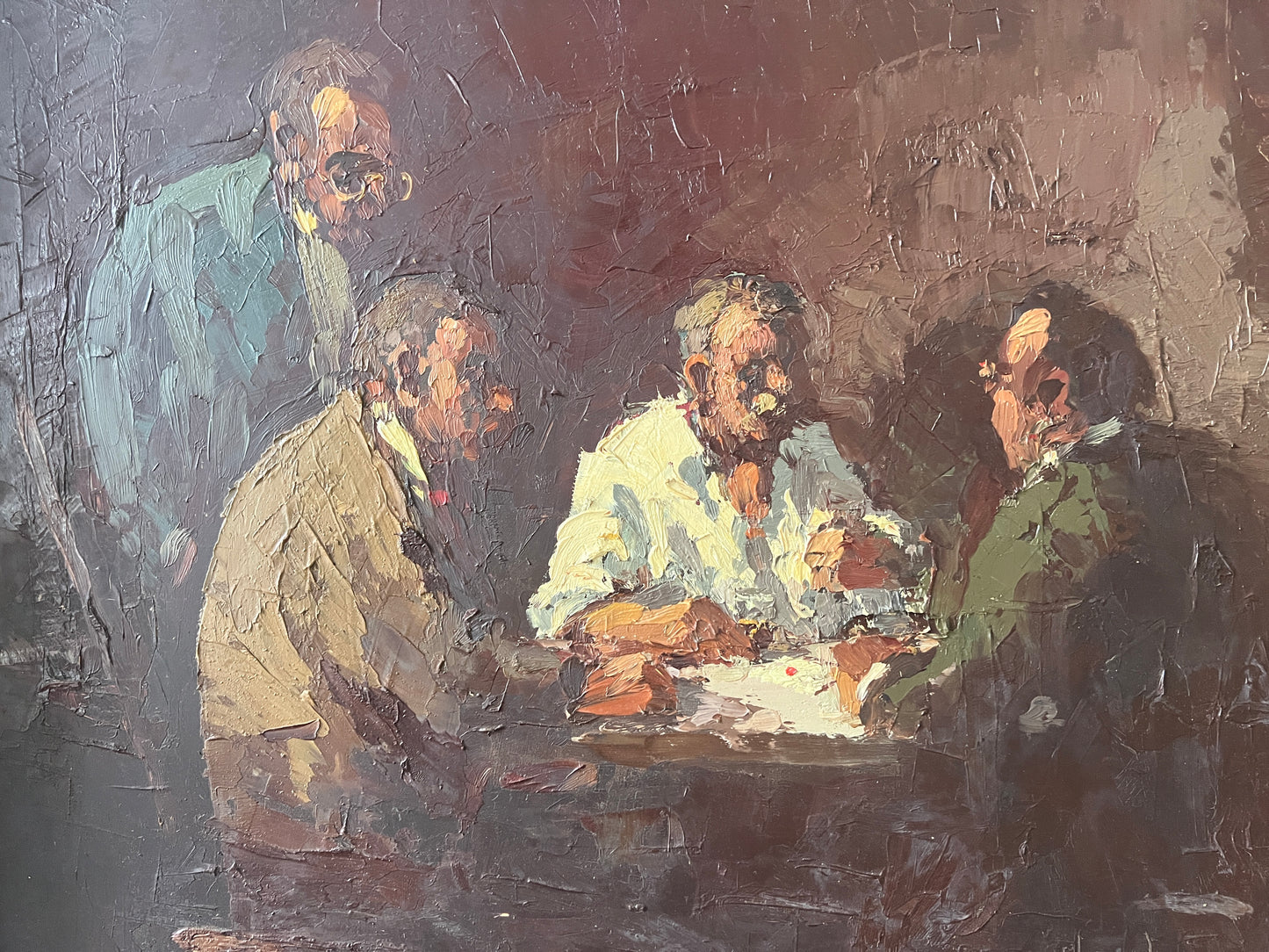 Hein Hoppmann (1901-1982) Ölgemälde Männer beim Pokerspielen 60x70cm