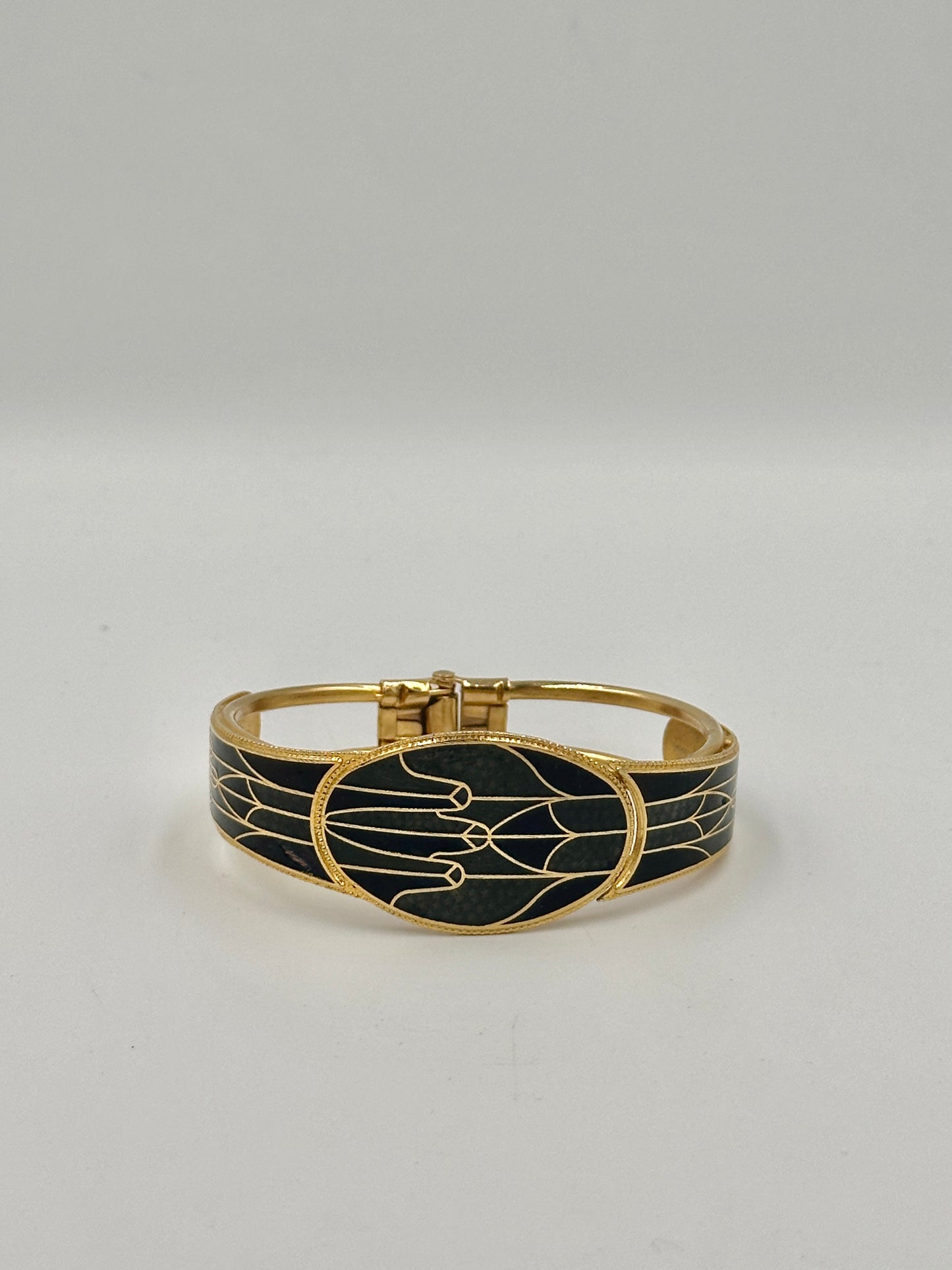 Vintage Designer Armreif in Schwarz-Gold