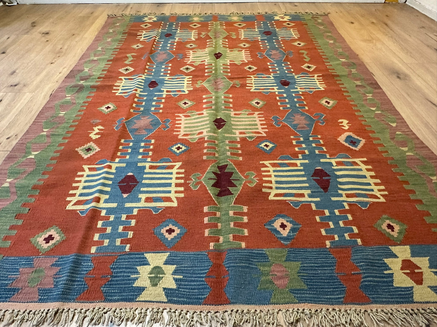 Orientteppich handgeknüpft 241x174 cm Kelim Naturfarben