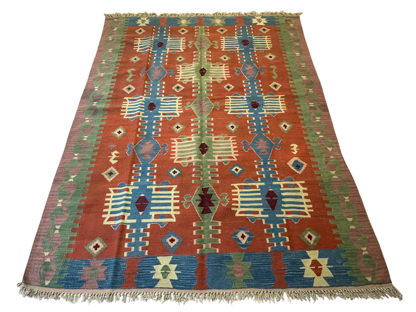 Orientteppich handgeknüpft 241x174 cm Kelim Naturfarben