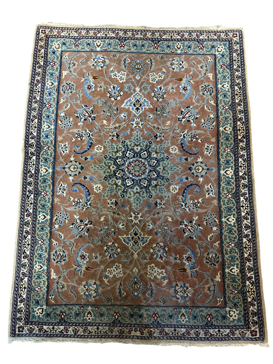 Handgeknüpfter Nain Orientteppich mit Seide 110x80 cm