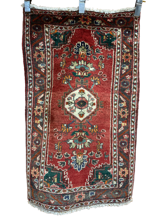 Handgeknüpfter Perser Orientteppich Hamadan Art Deco  Naturfarben 103x68 cm