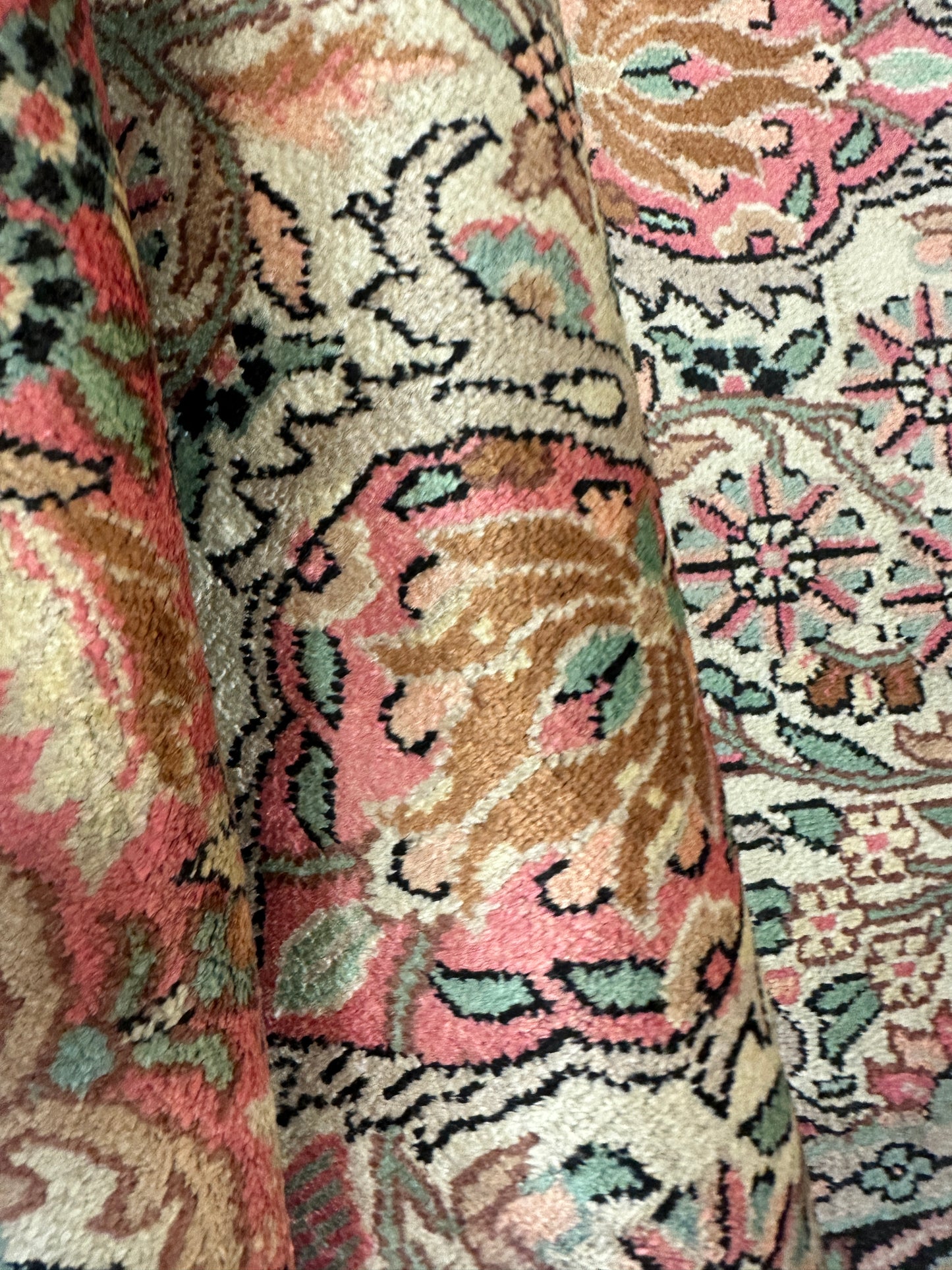 Handgeknüpfter Orientteppich - Kaschmir Ghom Seidenteppich Medaillon 160x95 cm