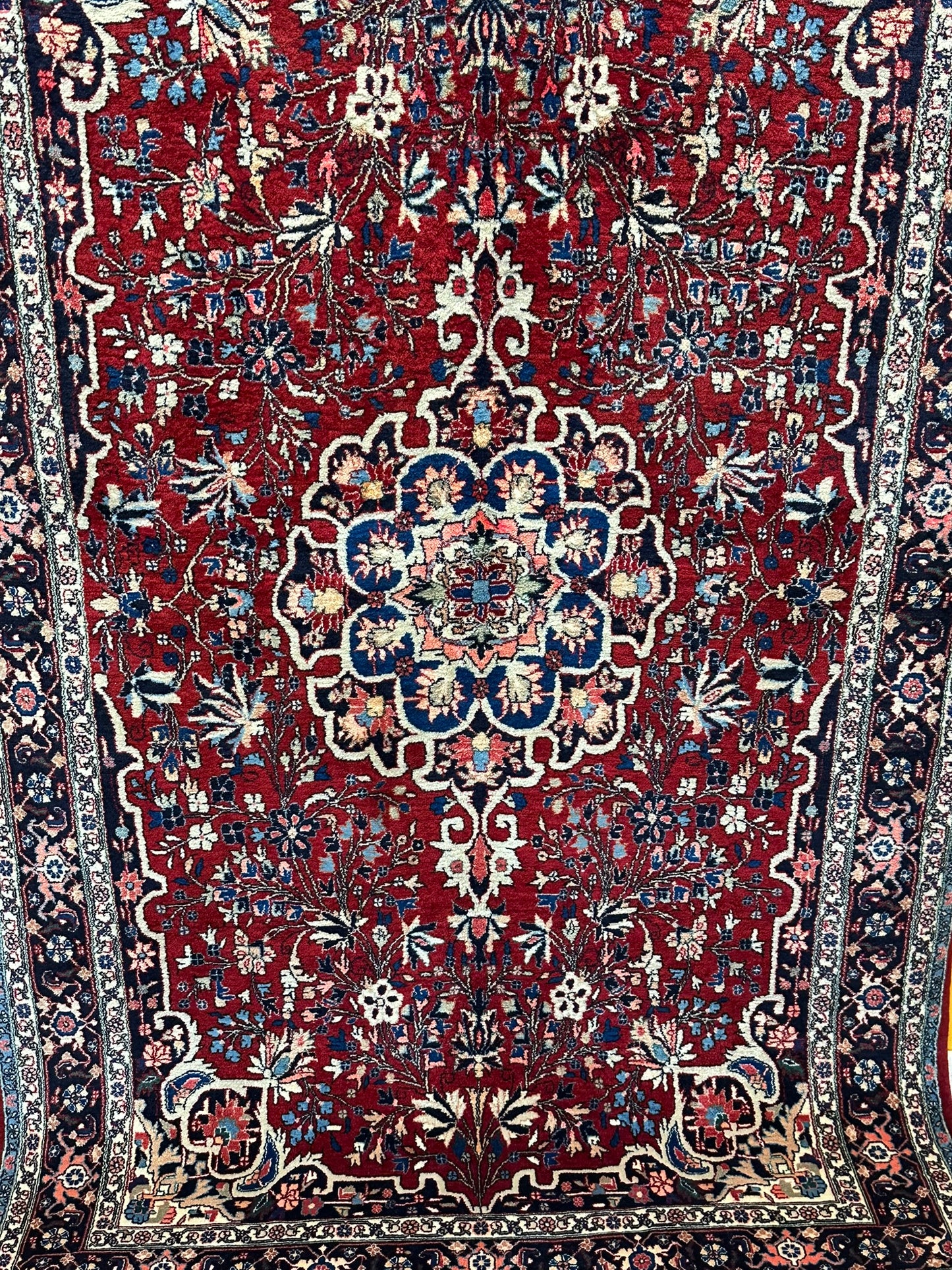 Orientteppich handgeknüpft antik 221x130 cm Bidjar Rosen