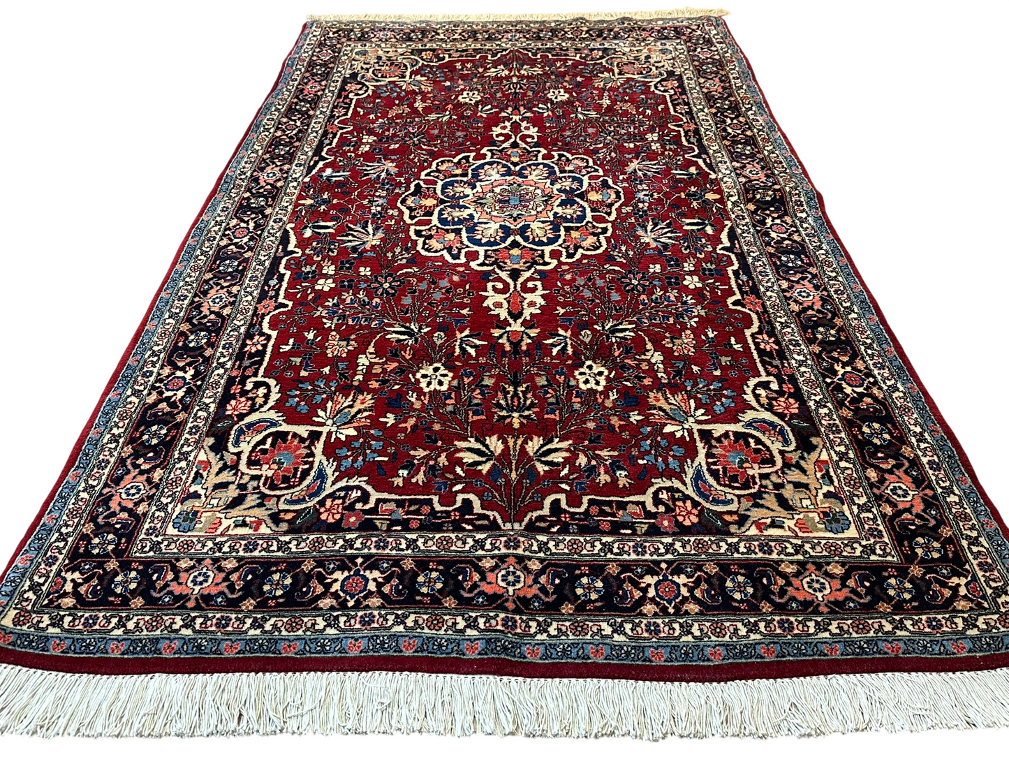 Orientteppich handgeknüpft antik 221x130 cm Bidjar Rosen
