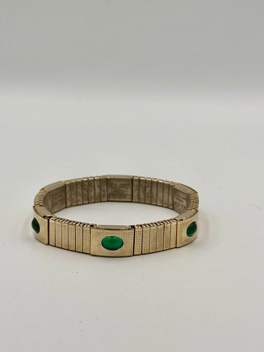 Elegantes Magnetarmband aus Edelstahl mit Grünen Steinen