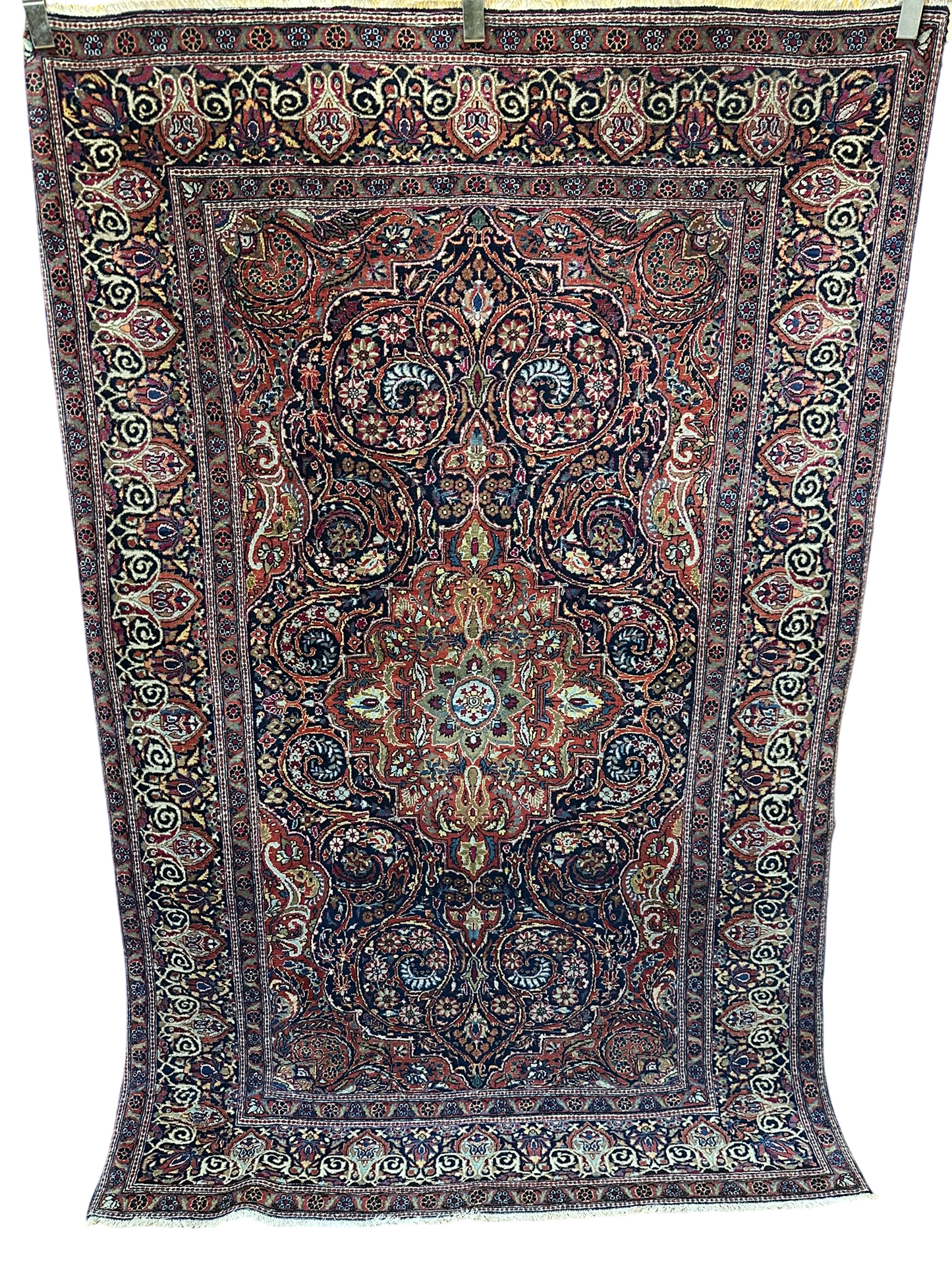 Orientteppich handgeknüpft 218x231 cm antik Isfahan Naturfarben