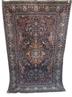 Orientteppich handgeknüpft 218x231 cm antik Isfahan Naturfarben
