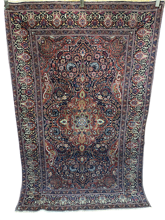 Orientteppich handgeknüpft 218x231 cm antik Isfahan Naturfarben