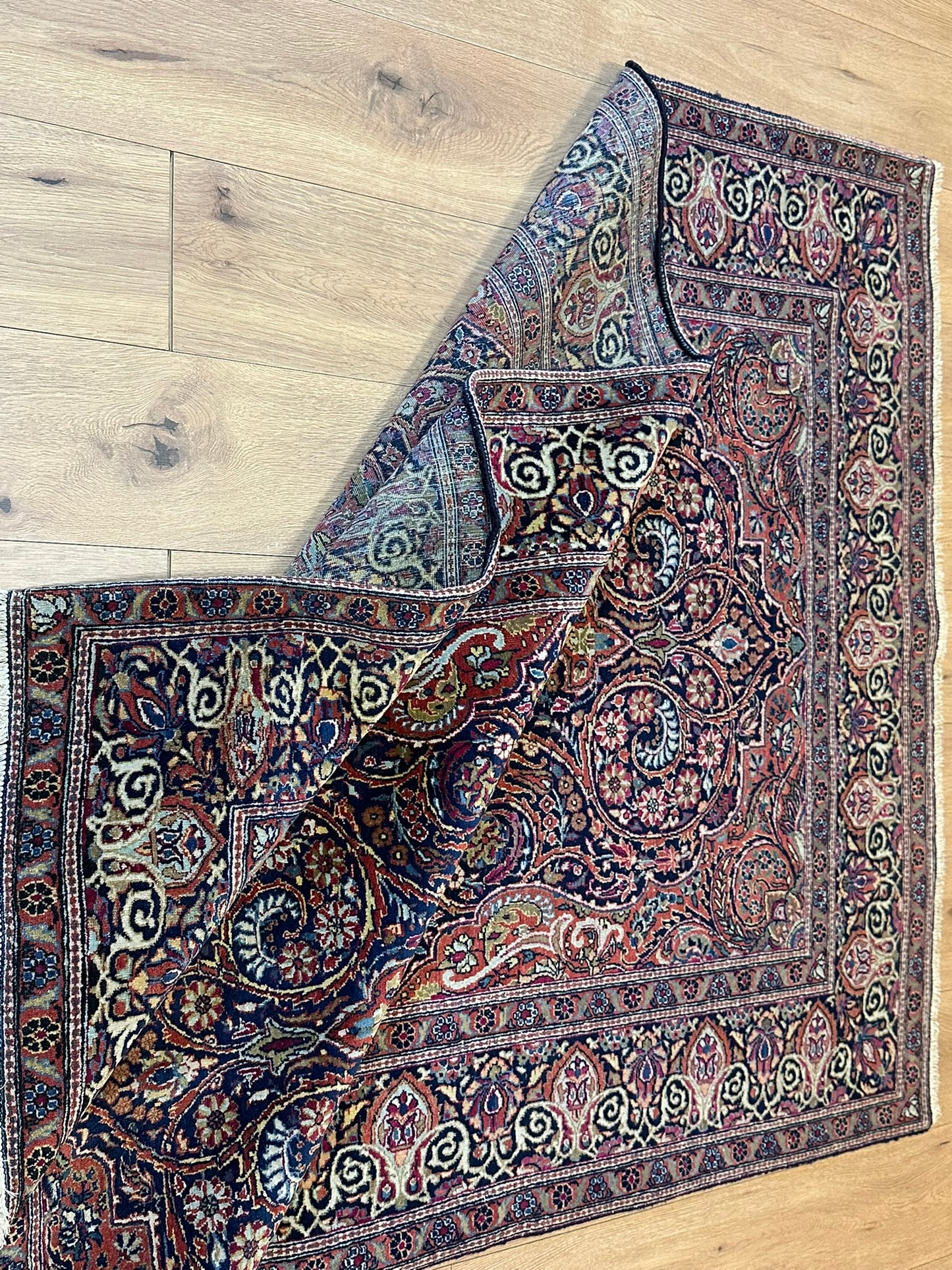 Orientteppich handgeknüpft 218x231 cm antik Isfahan Naturfarben