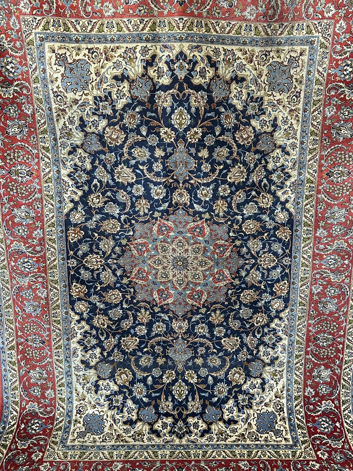 Orientteppich handgeknüpft antik Isfahan 240x162 cm Korkwolle