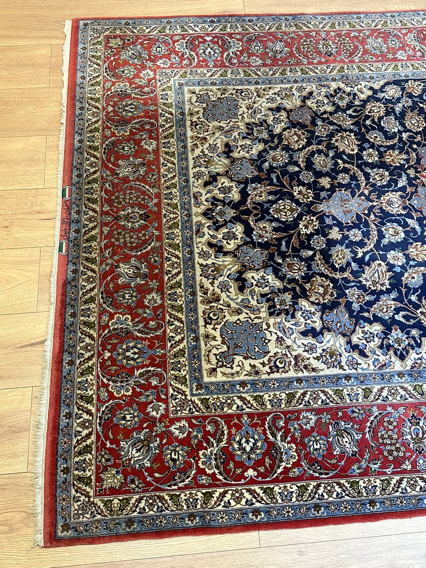 Orientteppich handgeknüpft antik Isfahan 240x162 cm Korkwolle
