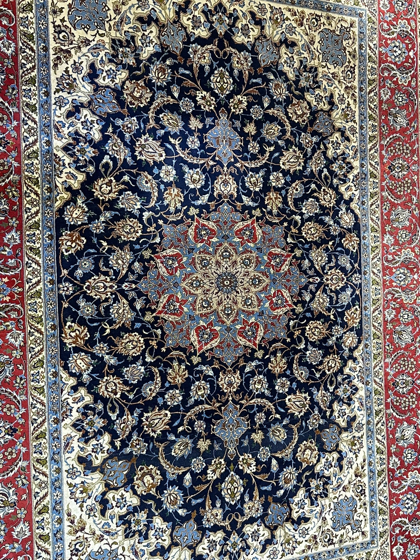 Orientteppich handgeknüpft antik Isfahan 240x162 cm Korkwolle