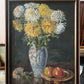 Vintage Ölgemälde Blumenstillleben mit Äpfeln 70x56cm