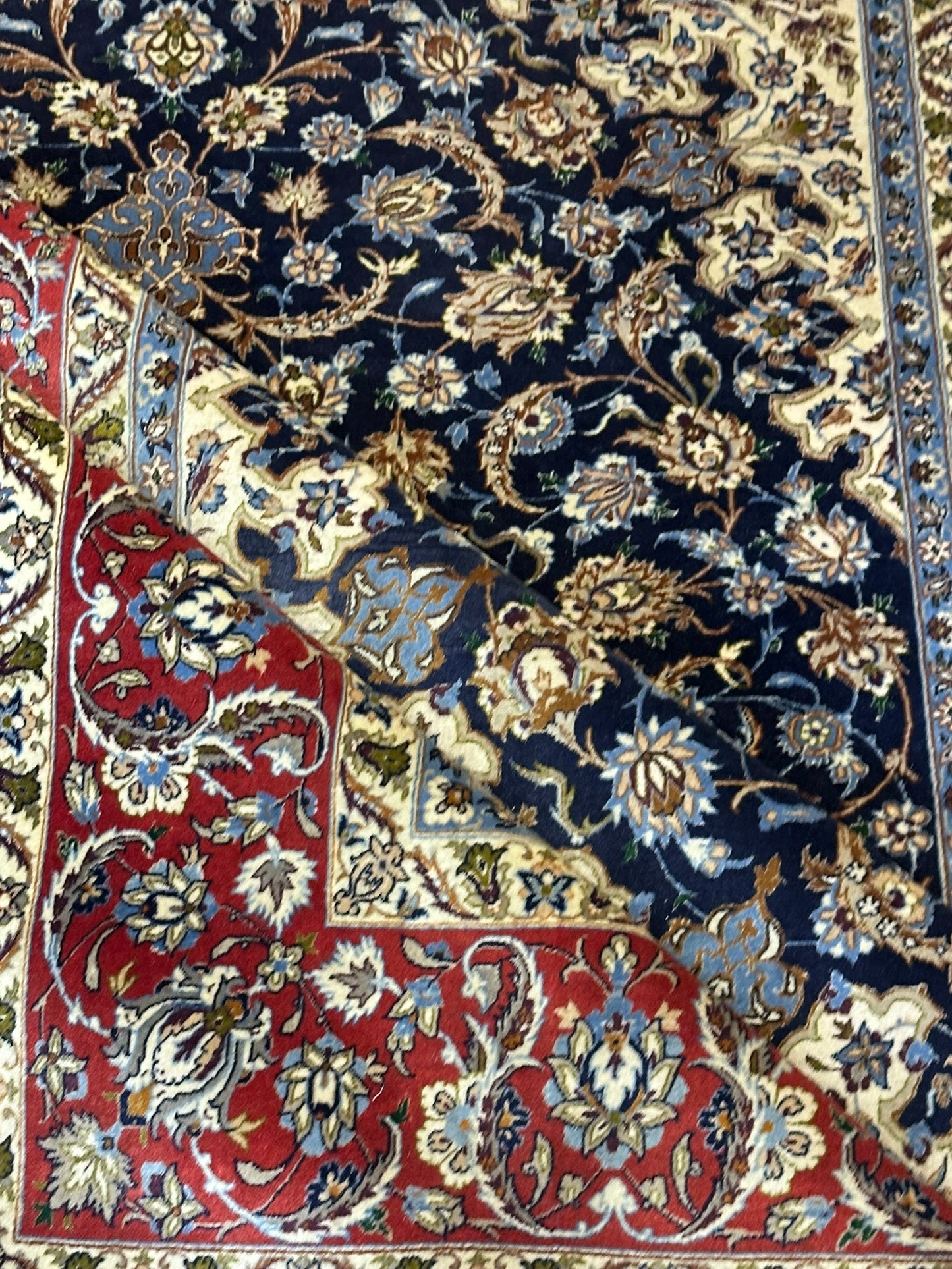 Orientteppich handgeknüpft antik Isfahan 240x162 cm Korkwolle