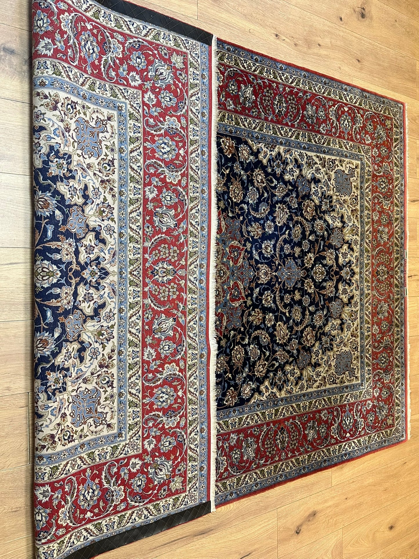 Orientteppich handgeknüpft antik Isfahan 240x162 cm Korkwolle