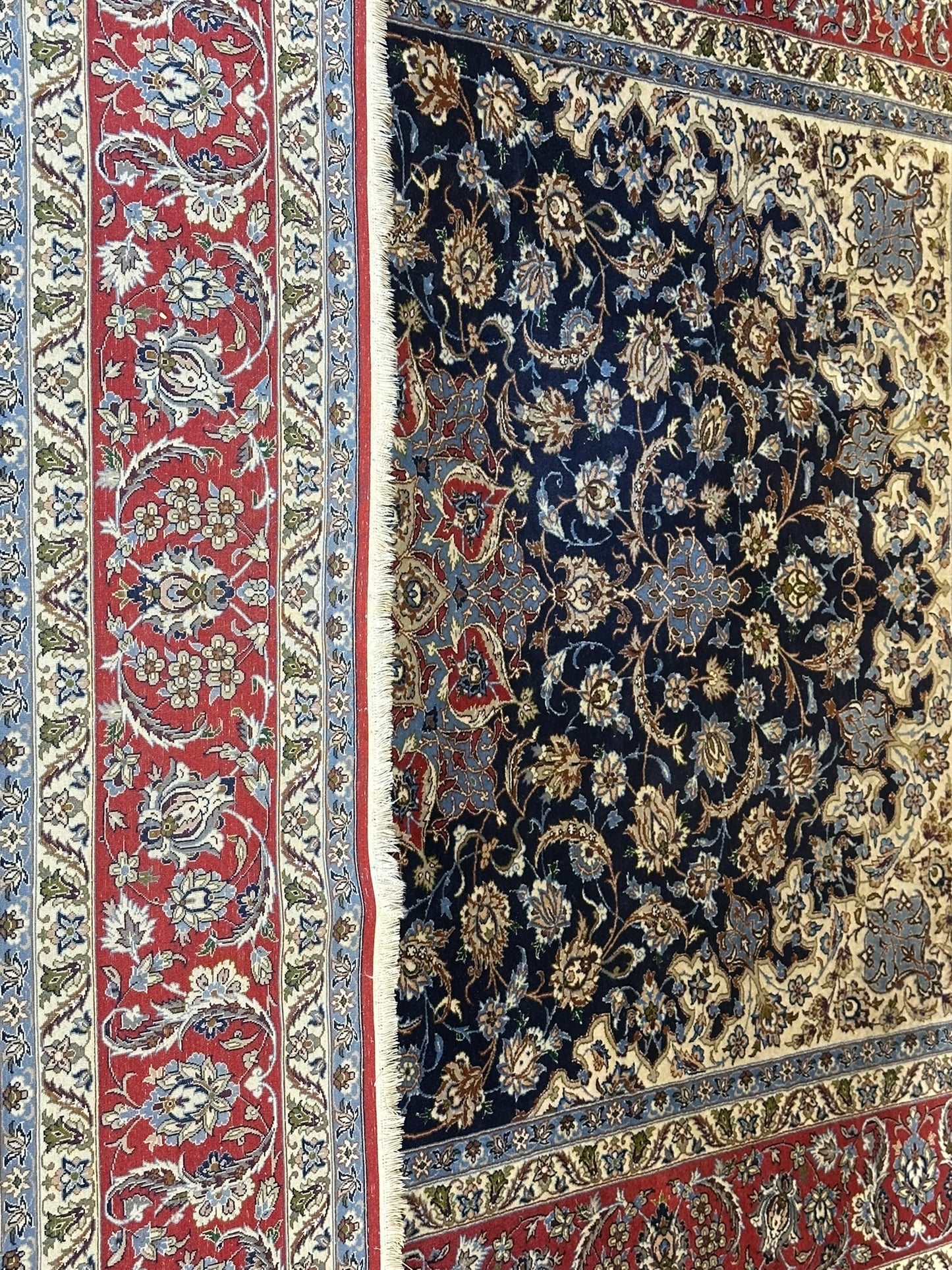 Orientteppich handgeknüpft antik Isfahan 240x162 cm Korkwolle