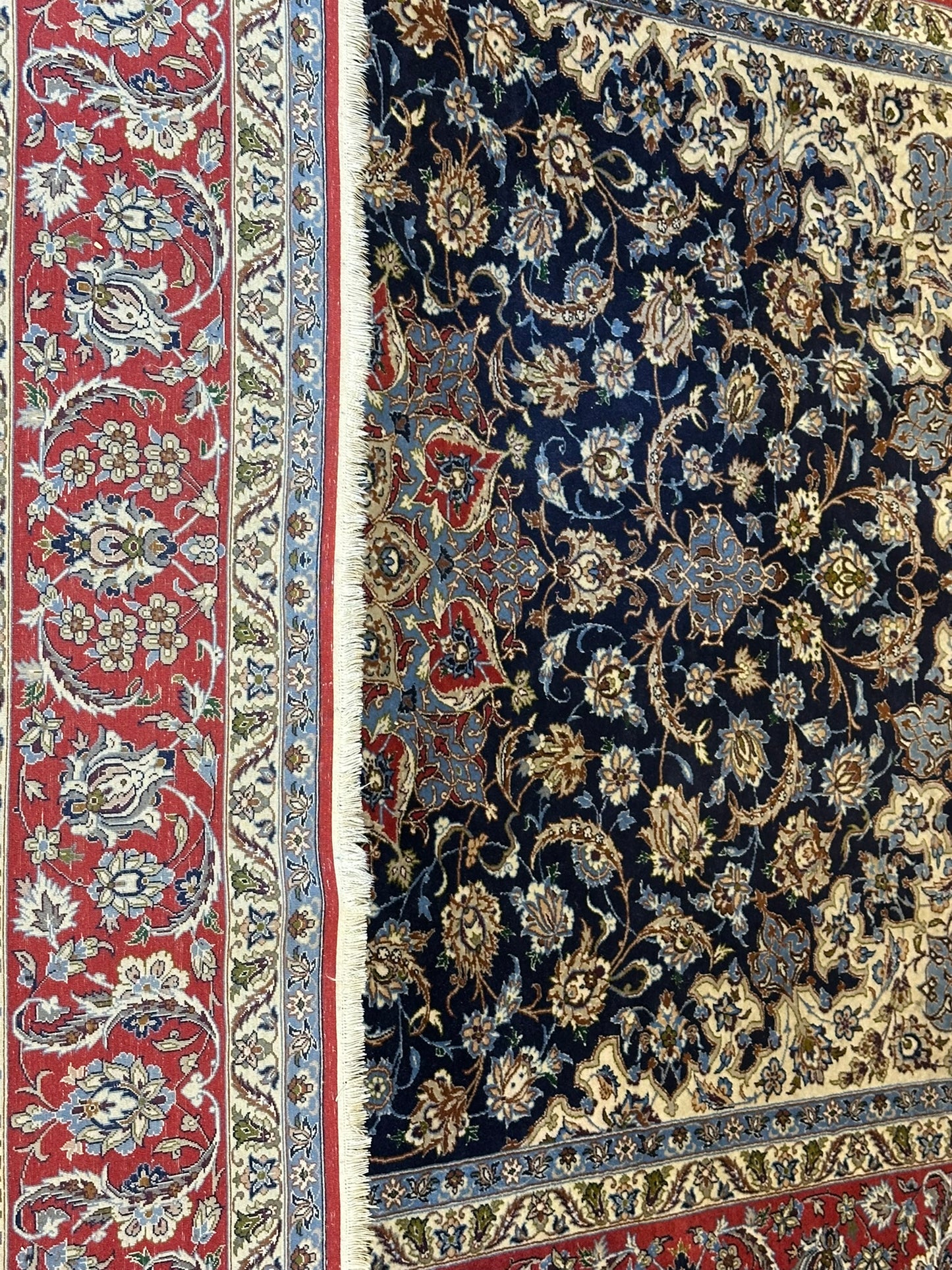 Orientteppich handgeknüpft antik Isfahan 240x162 cm Korkwolle