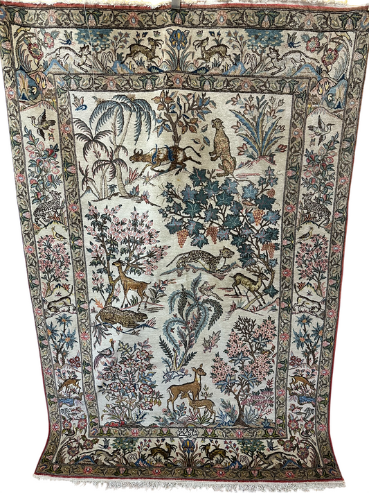 Orientteppich handgeknüpft Ghom 207x140 cm antik Korkwolle