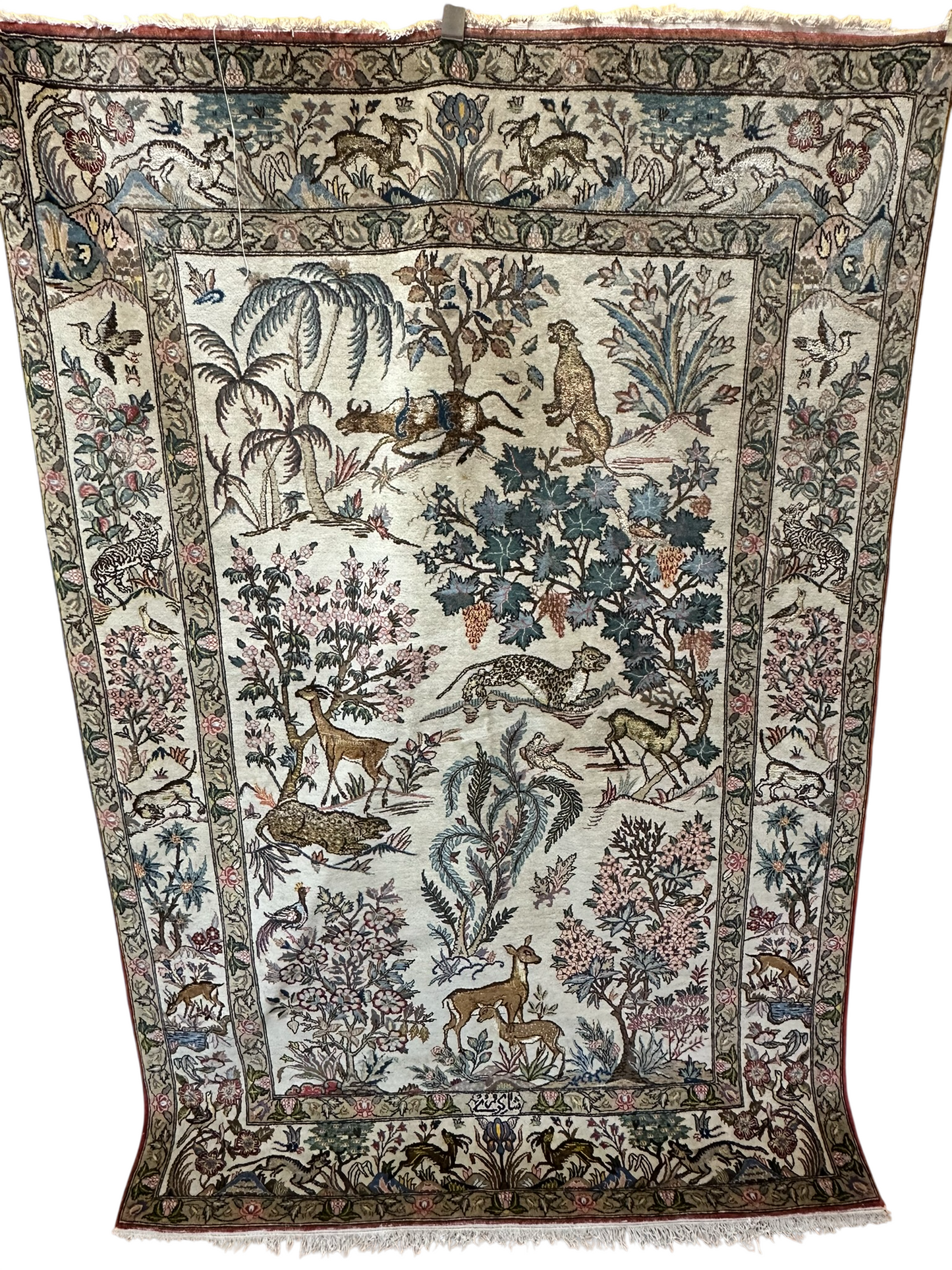Orientteppich handgeknüpft Ghom 207x140 cm antik Korkwolle